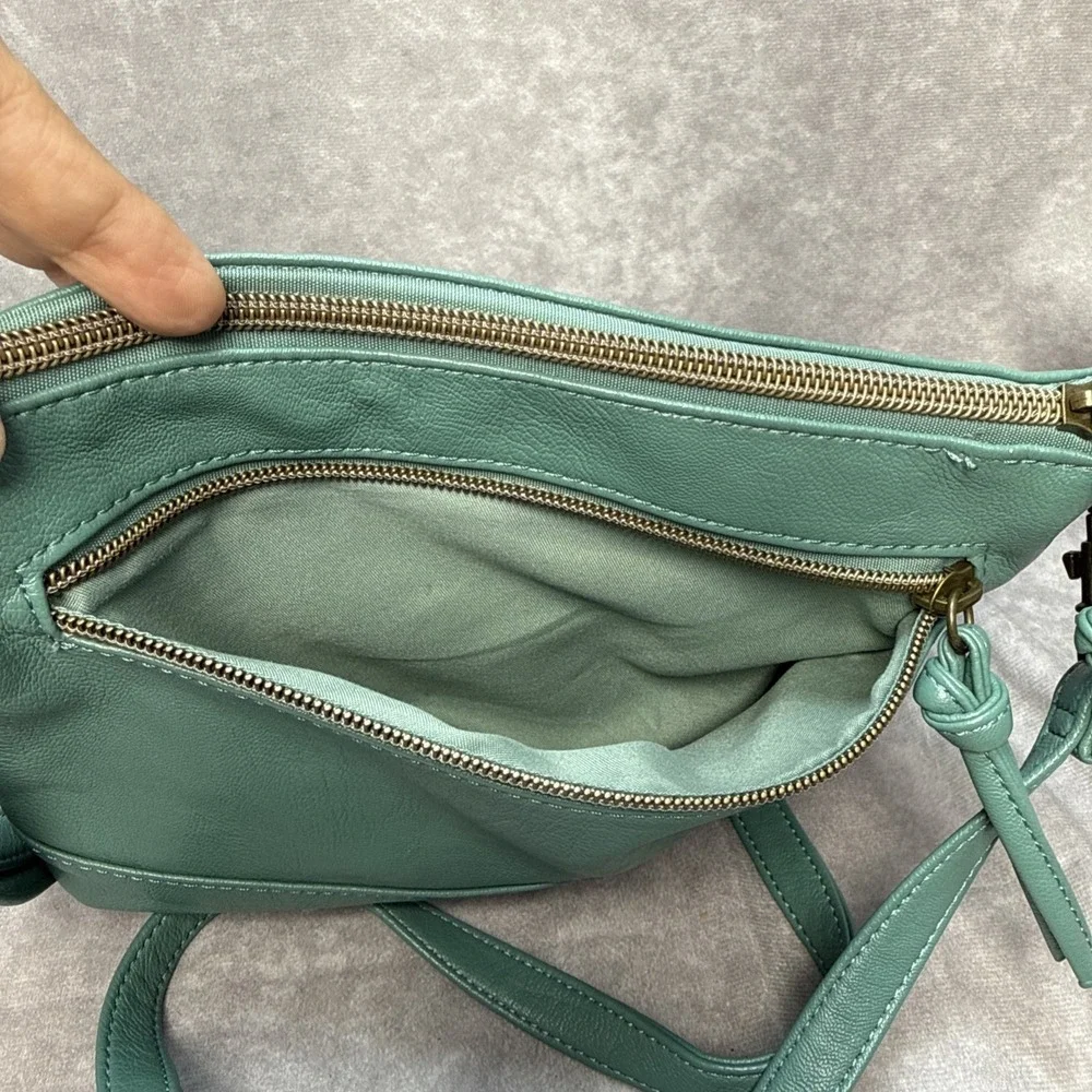 Stone Mountain USA Teal Real‎ Leather Crossbody Bag EUC
